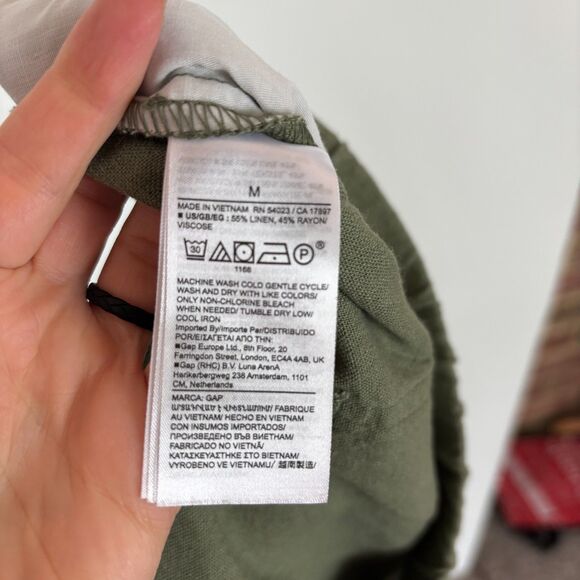 Gap Walden Green Linen Parachute Pants Women’s Medium Pull On Cargo - Picture 11 of 14